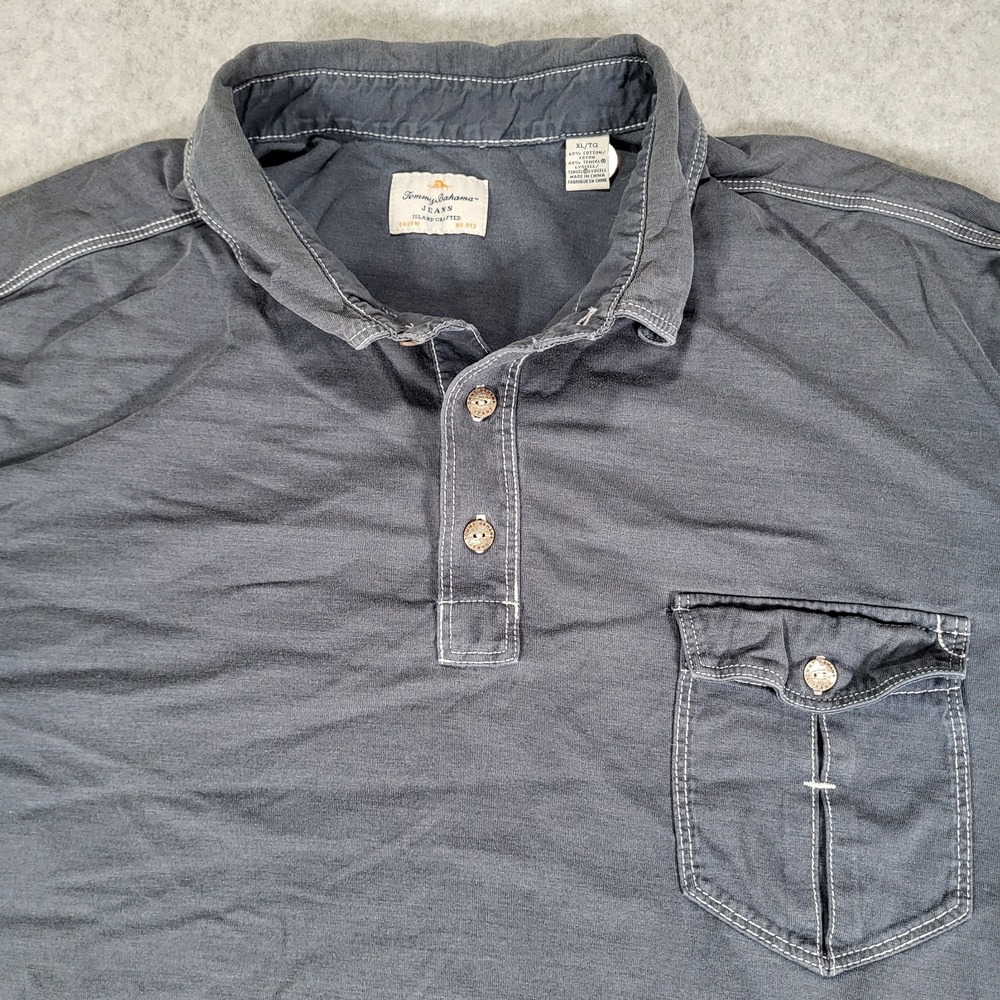 Tommy Bahama Vacanza‎ Short Sleeve Polo Shirt Mens XL Gray Chest Pocket